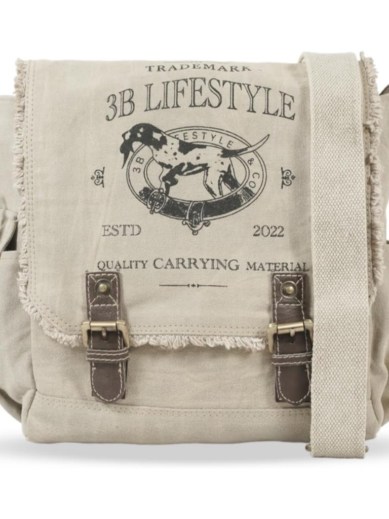 Roven Vintage Canvas Messenger Bag For Men & Women Leather Crossbody Satchel F